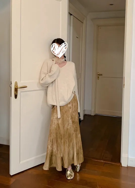 气质氛围感毛毛飘带针织衫上衣定制扎染工艺鱼尾收腰显瘦半身裙