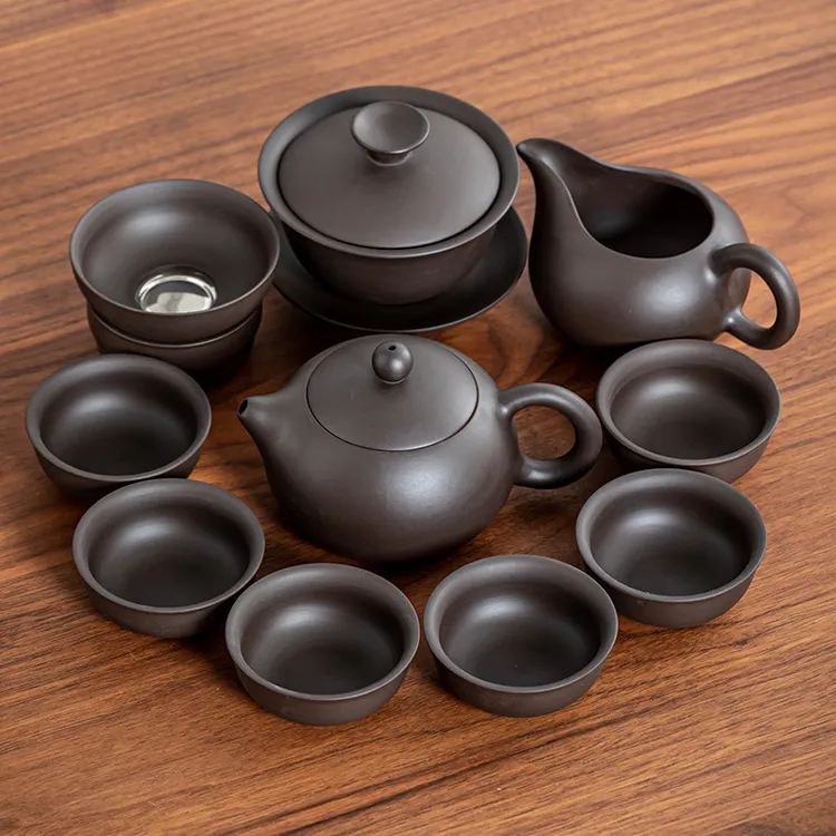 整套紫砂功夫茶具套装家用办公室日式简约泡茶壶茶杯陶瓷中式经典