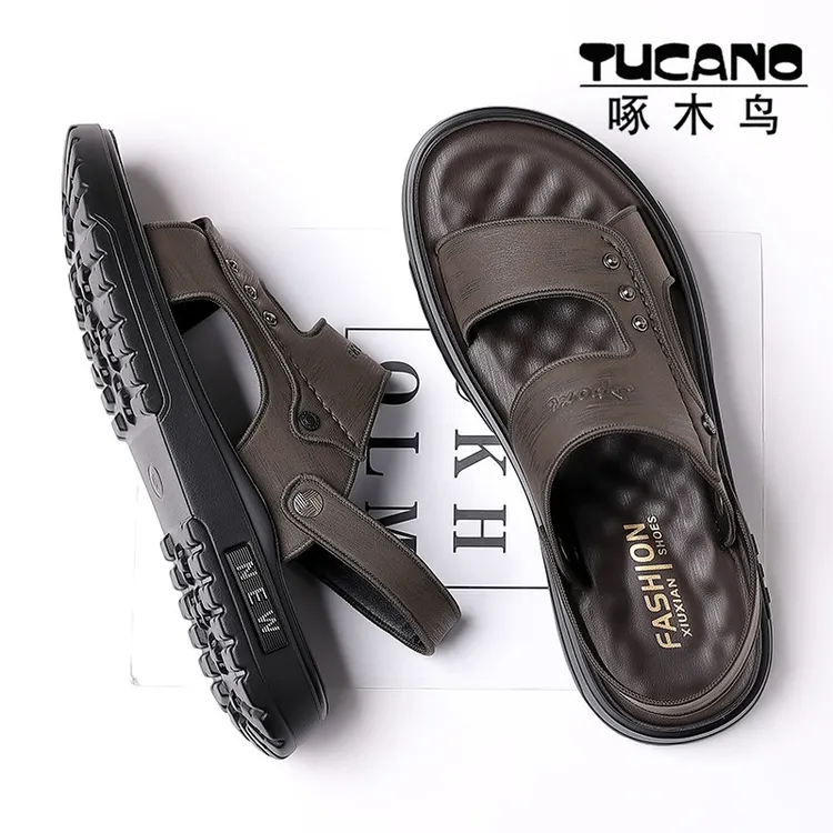 啄木鸟凉鞋男款夏季外穿开车休闲防滑软底沙滩鞋男士凉拖鞋子两用