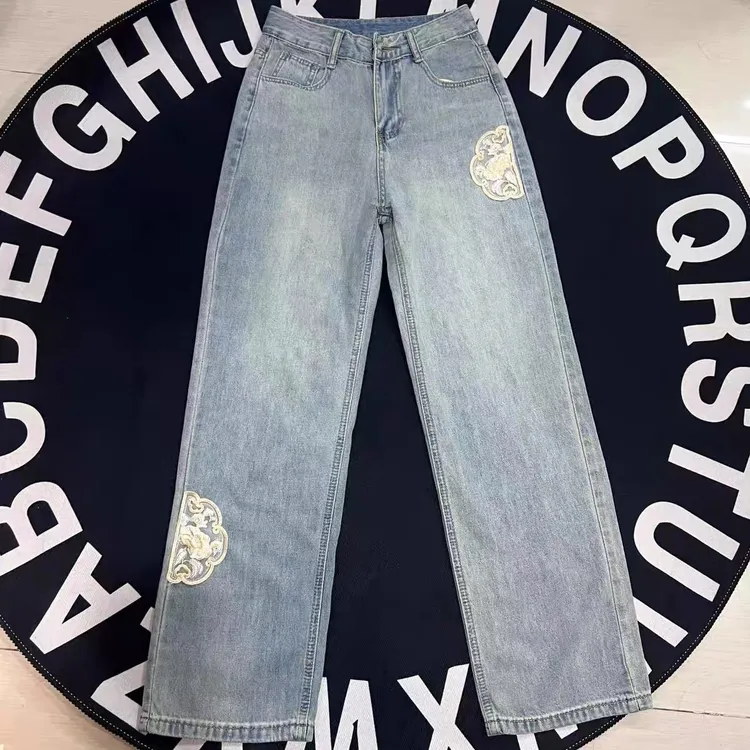 新款国风牛仔烟管裤