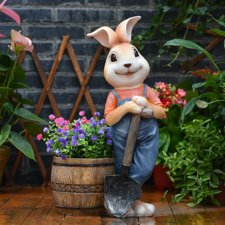 户外花园装饰摆件幼儿园可爱兔子动物造型花盆大号庭院造景布置