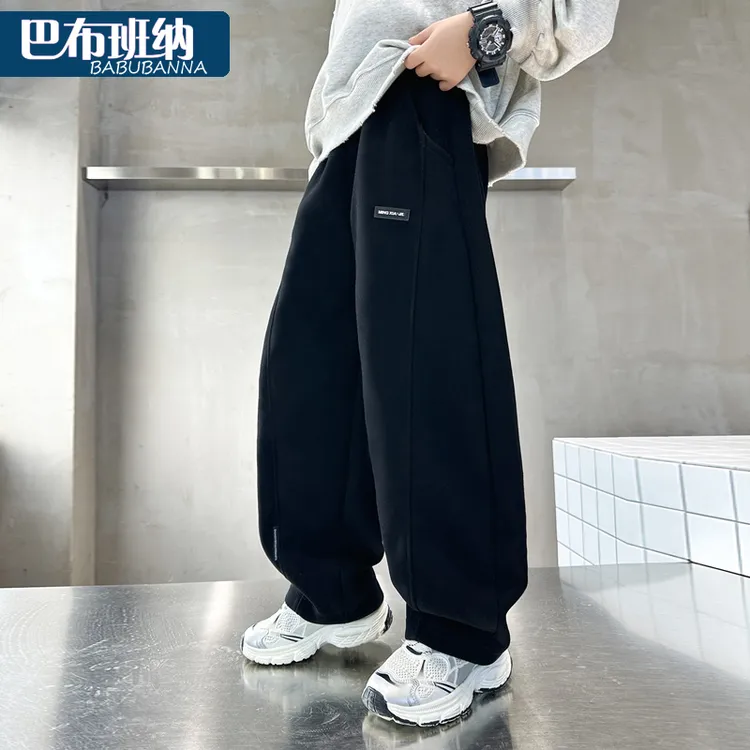 男童裤子2026新款春装儿童休闲裤加绒秋冬男大童弯刀裤男孩春秋款商品图
