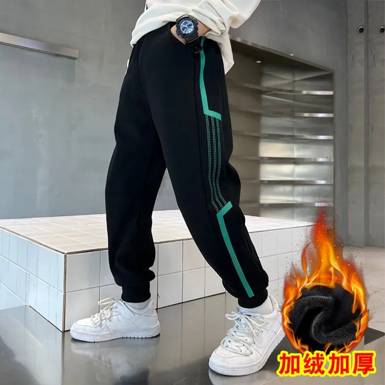 加绒加厚冬季裤子儿童春秋款运动裤2023新款大童帅气春季潮洋气