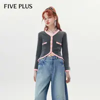 【小云总专享】FIVE PLUS小香风撞色长袖针织衫2TN3034040