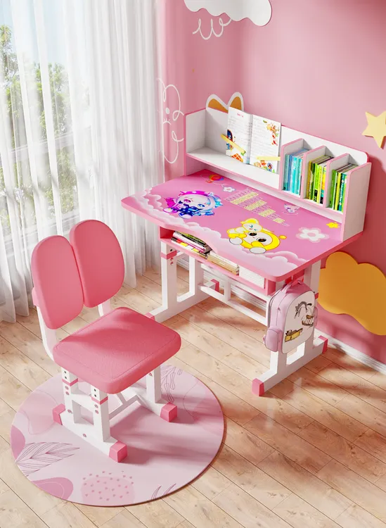蛋仔升降调节儿童学习桌家用卡通小孩初中书桌椅小学生写字桌课桌