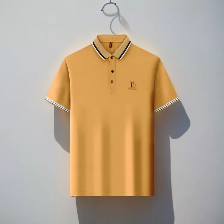 夏季男士商务polo上衣休闲高档百搭透气纯色t恤翻领潮流轻奢修身