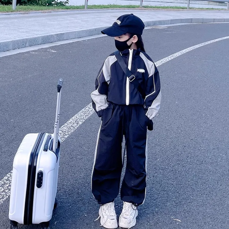 2025秋季新款女童洋气运动套装大童休闲拉链衫上衣外套裤子两件套