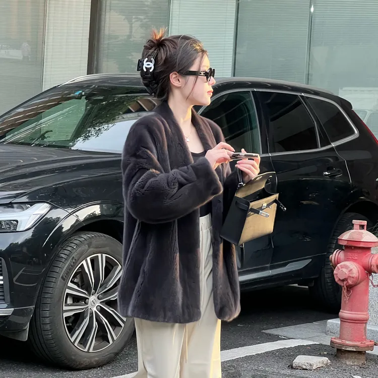 【颖儿】海宁整貂天鹅绒级水貂毛皮草外套女貂皮秋冬