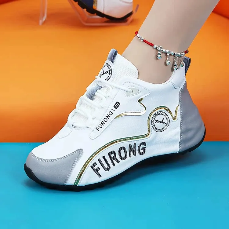 真皮女鞋舒适软底老爹鞋女防滑运动休闲鞋秋冬皮面加绒内增高女鞋