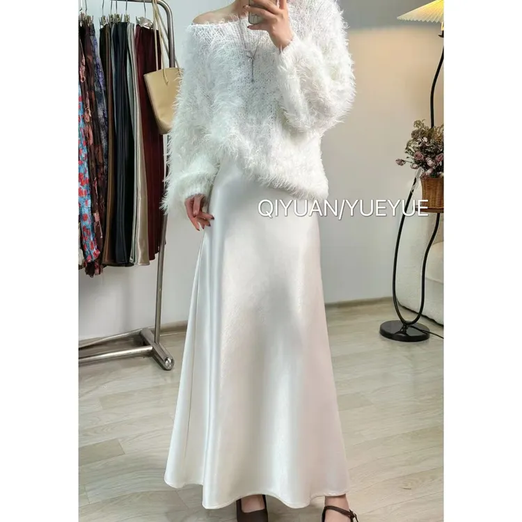 秋冬新款松紧高腰显瘦中长款缎面丝滑新中式穿搭半身裙包臀鱼尾裙