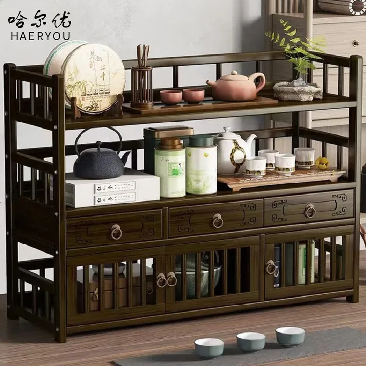 茶水柜茶具摆件茶叶茶杯收纳置物架家用客厅茶室功夫茶边几多宝阁