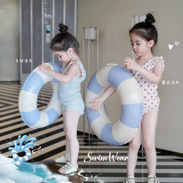 AnnieGirl夏季新款女童游泳衣防晒速干连体度假ins海边可爱泳装
