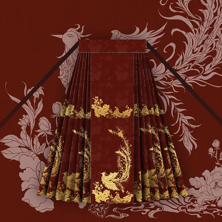 青渊原创汉服国风马面【鸾凤】织金缎马面裙齐腰日常通勤四季新款