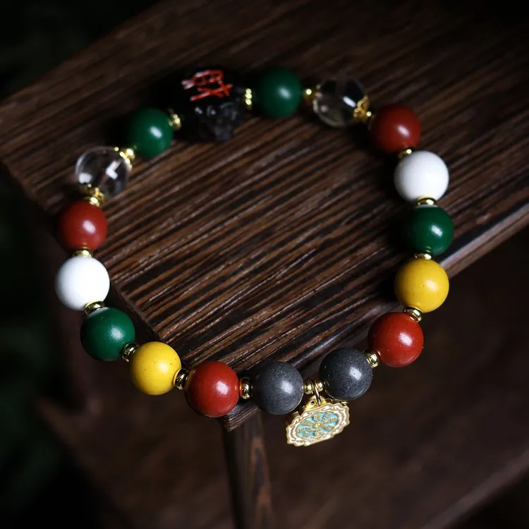 非金属仿水晶手链 藏风多宝手串五条经五路聚米10mm合香珠男女款