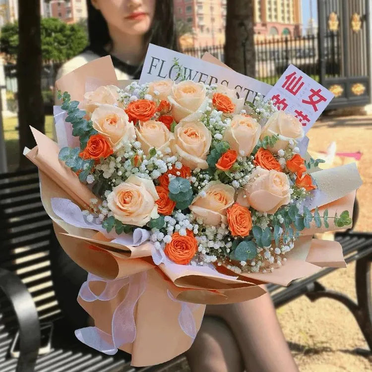 【幸运有你】11朵香槟玫瑰鲜花·生日礼物纪念日送女友闺蜜·同城