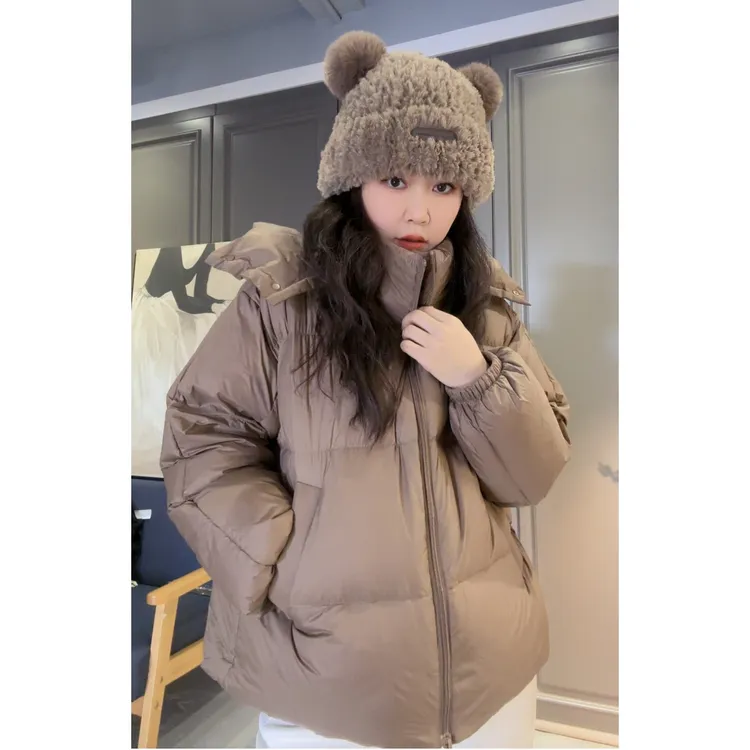 2309冬季韩版百搭连帽白鸭绒短款羽绒服