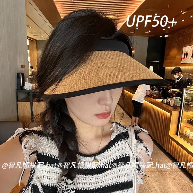 【日系手工编织空顶帽】COOLKNIT科技防晒不透光发箍款遮阳防晒帽子