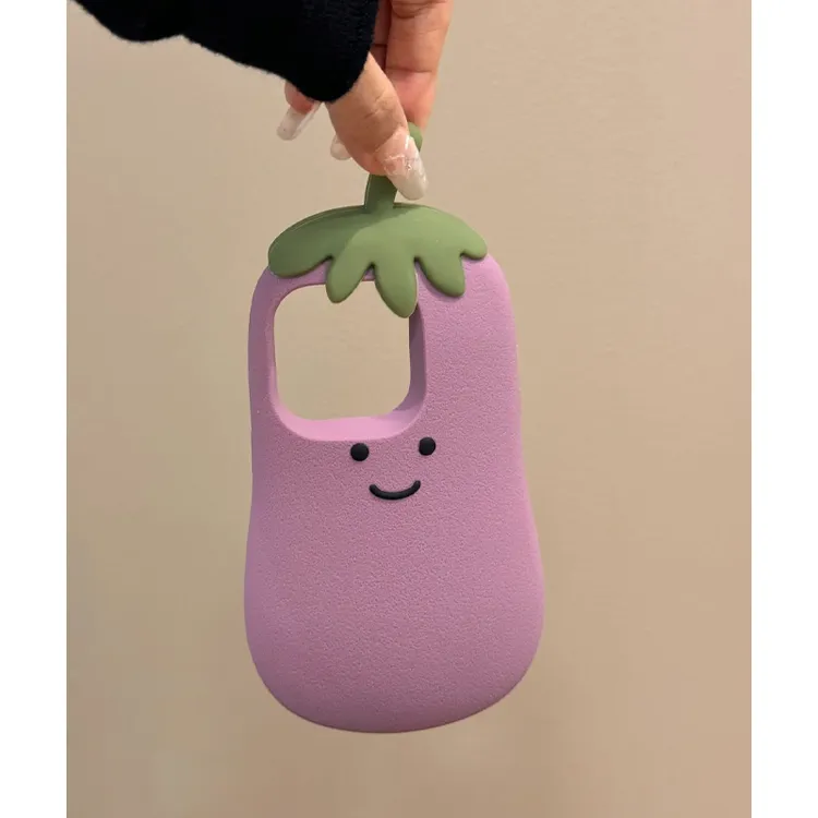 BANCA立体可爱茄子适用苹果16手机壳iPhone17promax硅胶15防摔14