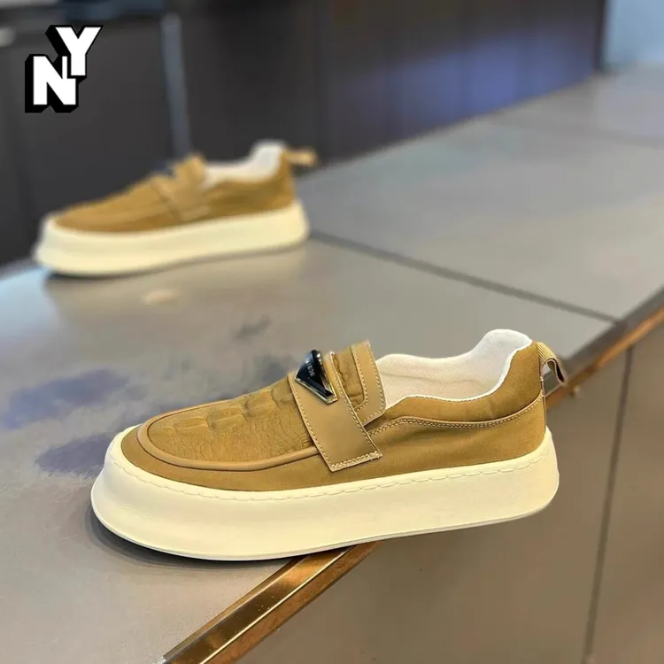 NY潮牌时尚冰丝布豆豆鞋男士2024冬季新款透气舒适百搭休闲乐福鞋