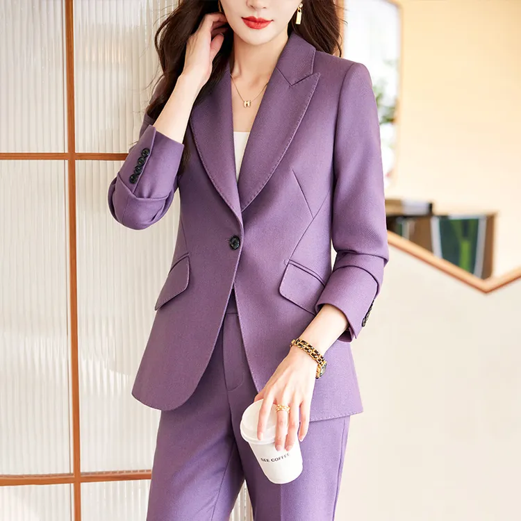 紫色西装时尚女2025春秋新款小个子高级感气质女神范高端西服外套