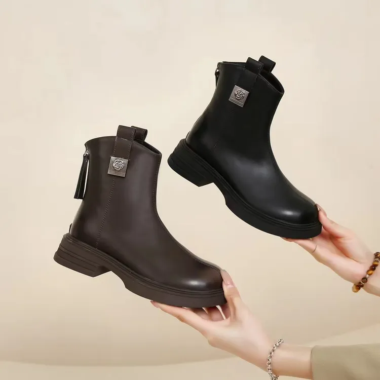 A28-1女鞋时尚舒适短靴软皮女靴英伦百搭