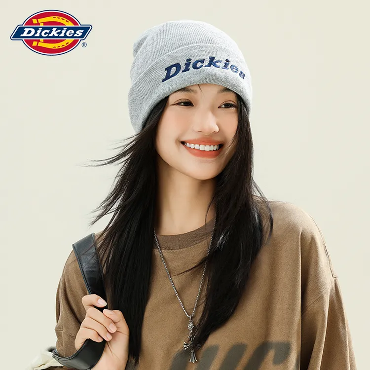 Dickies春秋冬季刺绣LOGO保暖帽子大头围针织毛线帽情侣款冷帽