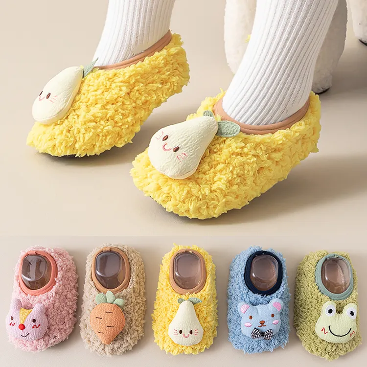 宝宝地板袜秋冬季加绒加厚保暖室内隔凉不掉跟婴儿学步袜儿童鞋袜