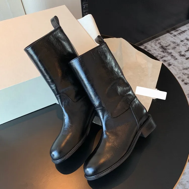真皮中筒网红时髦马丁靴2025流行爆款洋气古巴靴粗跟短靴女宽筒靴