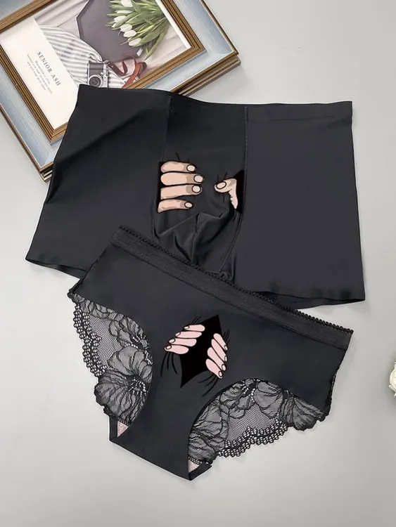 【情侣内裤2条装】性感蕾丝网红爆款黑色2025年新款结婚