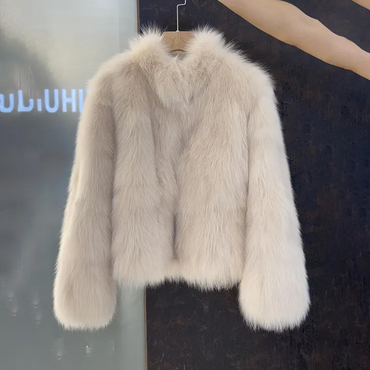 蒋小果狐狸毛皮草外套女短款2025秋冬新款海宁韩版保暖抗寒23123
