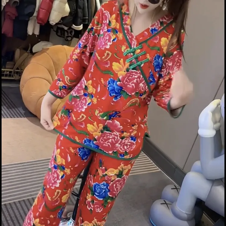 2024款东北大花网红款拉绒套装