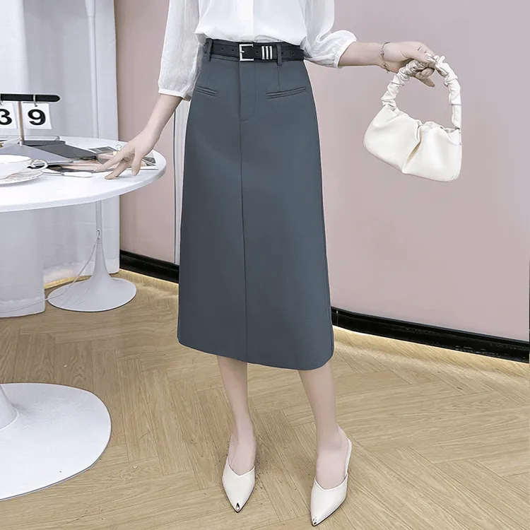 西装半身裙女2025春秋新款后开叉一步半裙通勤百搭气质显瘦包臀裙