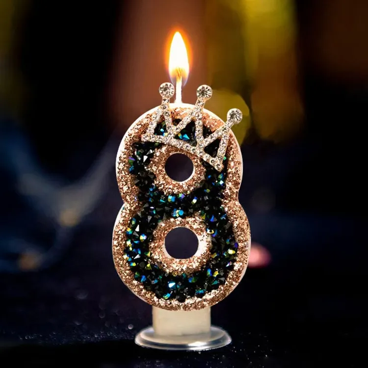 创意黑色钻石黑色皇冠蜡烛生日气氛派对插件装饰生日蜡烛