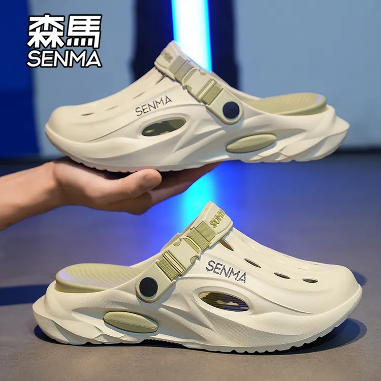 森马洞洞鞋男2025新款夏季外穿运动凉鞋开车防滑防臭厚底沙滩拖鞋商品图