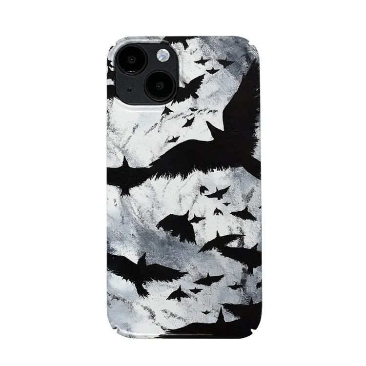 适用iPhone15promax手机壳苹果14保护套12/13/11个性白日乌鸦