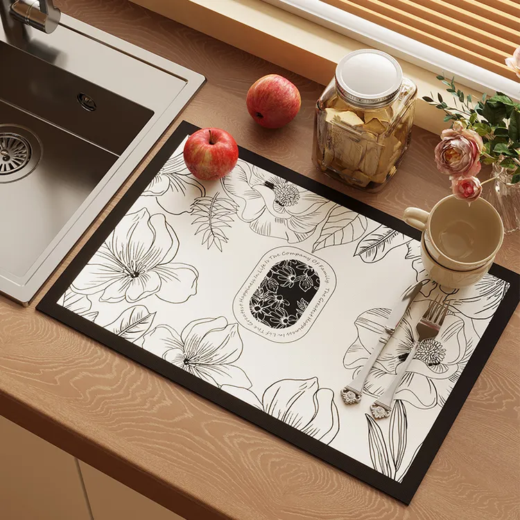 厨房沥水垫子台面吸水垫碗碟干燥垫免洗隔热垫软硅藻泥吸水垫商品图