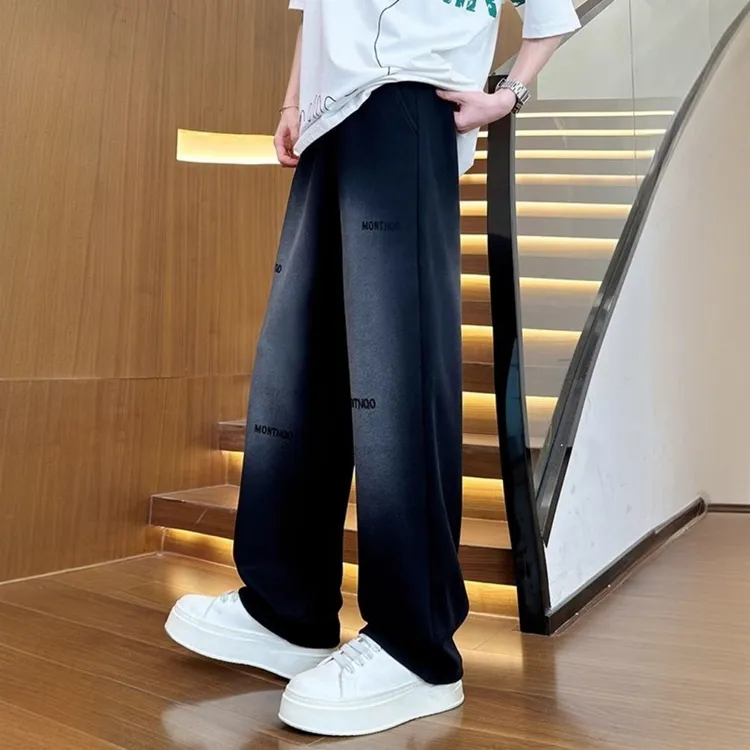 原版渐变裤子男生秋季2025新款潮流运动裤宽松直筒高级感休闲裤