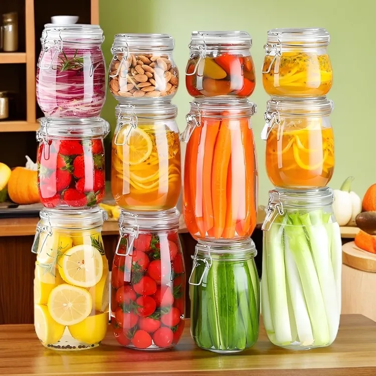 玻璃密封罐蜂蜜瓶玻璃罐透明储存罐腌蒜储物罐腌菜零食干果收纳罐