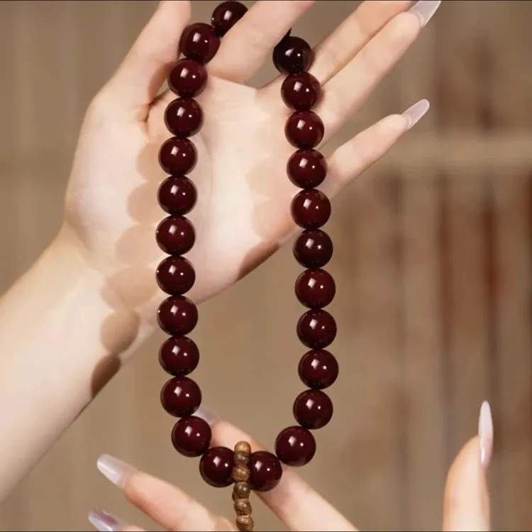 【车厘子】天然溏心老料 白玉菩提根手串手持莎莎供菩提子百搭手作