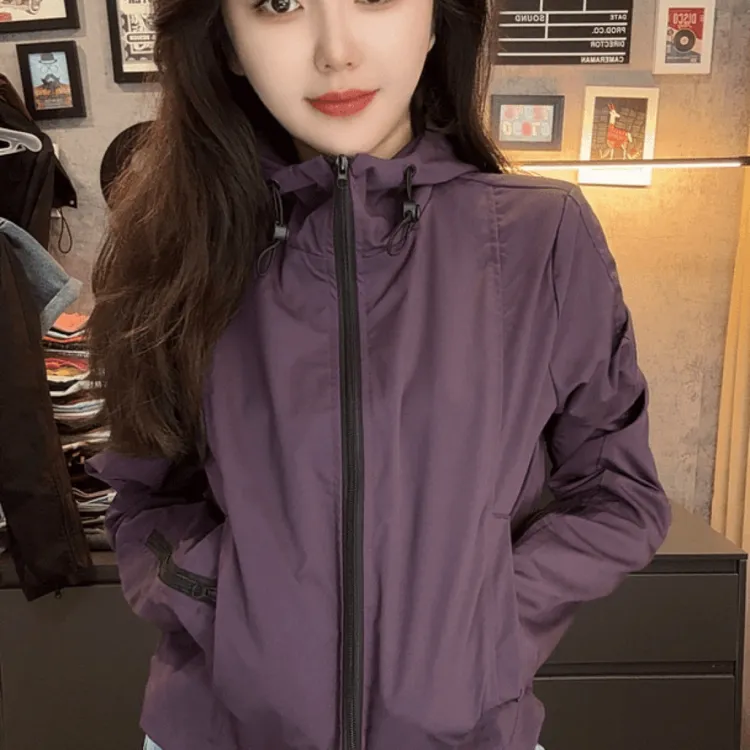 2025秋季新款时尚防风短款收腰连帽风衣工装韩版休闲外套女