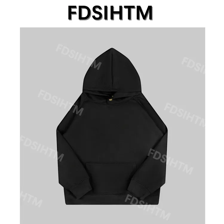 美式重磅480G连帽纽扣卫衣男女插肩加绒秋冬套头帽衫宽松保暖加厚