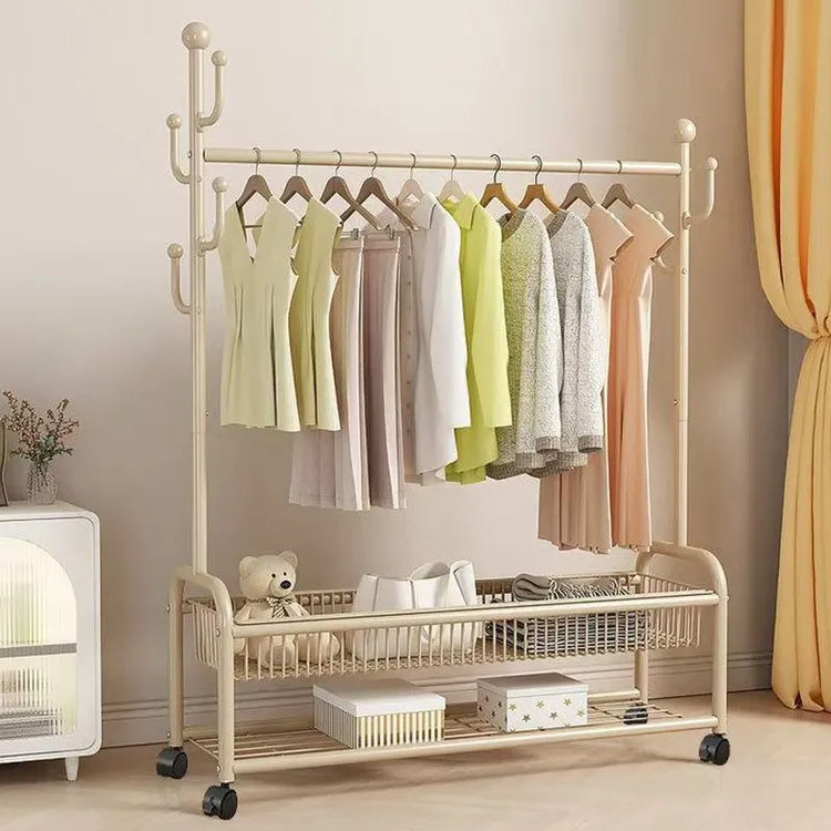 挂衣架落地家用可折叠简易衣帽架卧室内挂衣服架子立式收纳晾衣架商品图