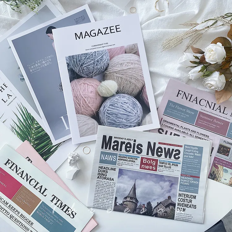 ins风拍照道具摆件复古英文报纸杂志网红饰品装饰摄影道具背景布