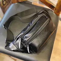 胸包皮质男潮牌腰包单肩包休闲男士斜挎小包小背包时尚ins挂包