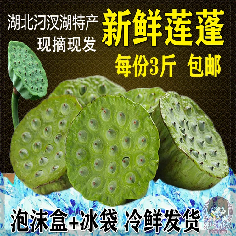 莲蓬 3斤装现摘现卖即食洪湖带篷水果莲籽冷链湖北汈汊湖特产