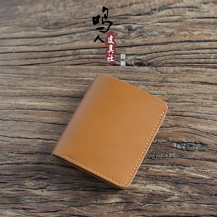 男士小钱包复古手工超薄全牛皮女真皮学生皮夹迷你短款零钱包