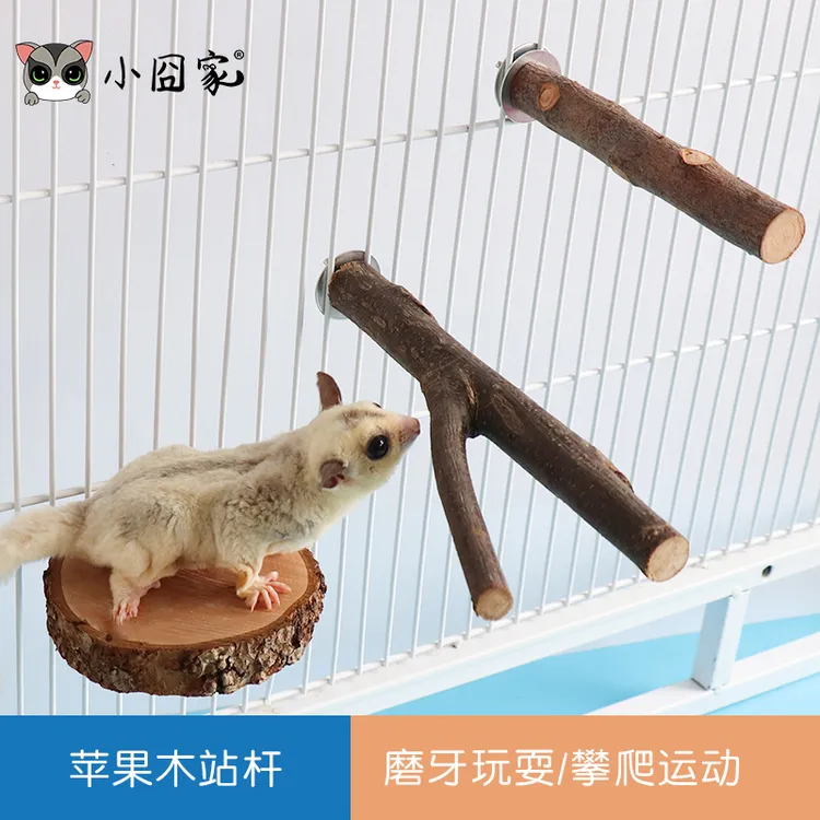小囧家苹果木枝跳台鹦鹉吊桥蜜袋鼯龙猫磨牙松鼠仓鼠站架攀爬玩具
