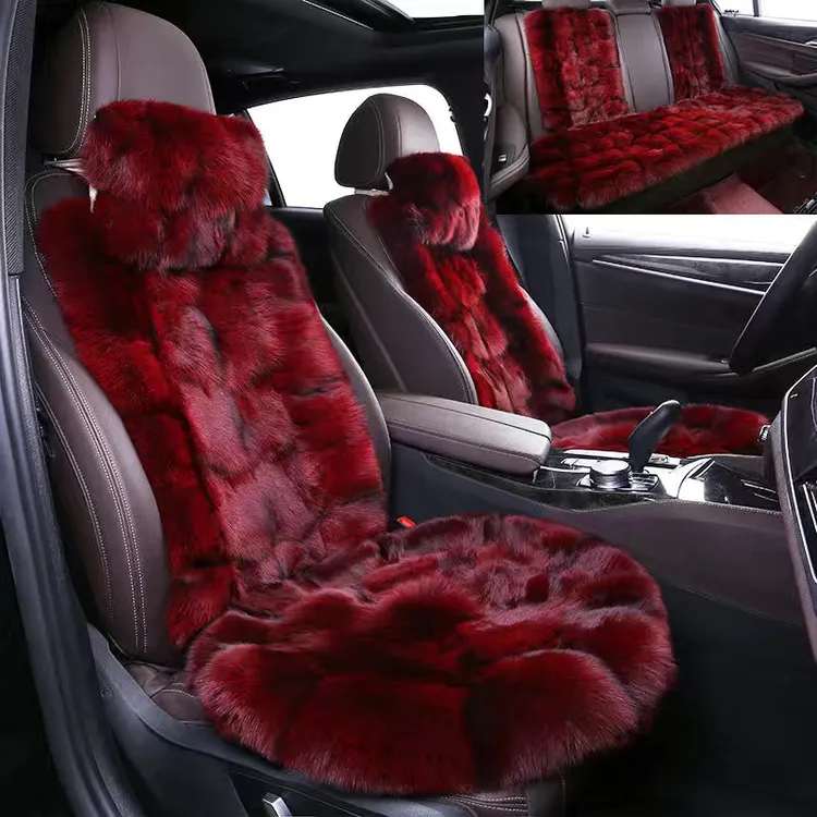 狐狸毛 汽车坐垫冬季真皮草单片靠背保暖皮毛一体座垫