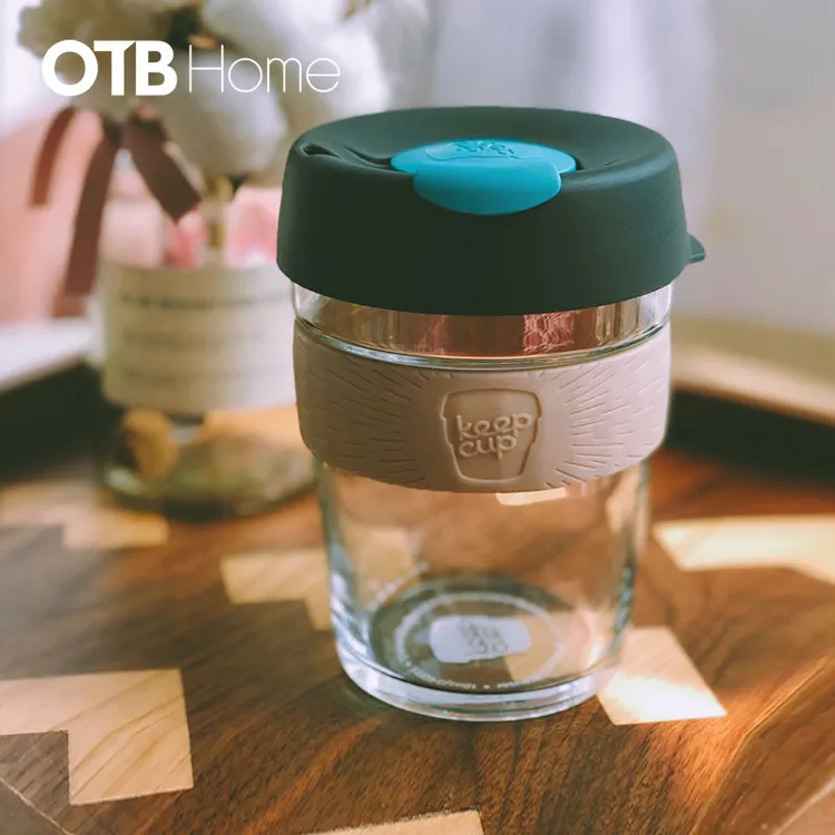 keepcup非密封咖啡杯便携透明玻璃杯盖牛奶杯送吸管咖啡杯随行杯