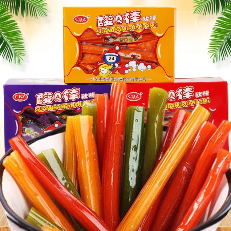 酸Q棒软糖水果味拉丝糖粘牙糖五彩牙签糖 盒装8090后怀旧校园零食